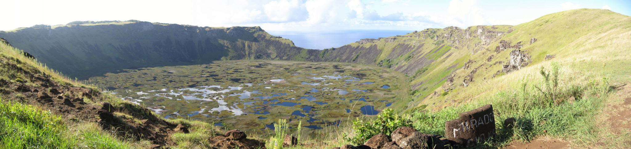 The Rano Kau crater in Rapa Nui