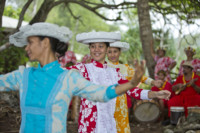 Traditional dancers and musicians in Rurutu