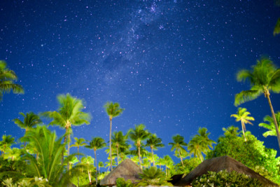 Night sky full of stars in the Tuamotu archipelago